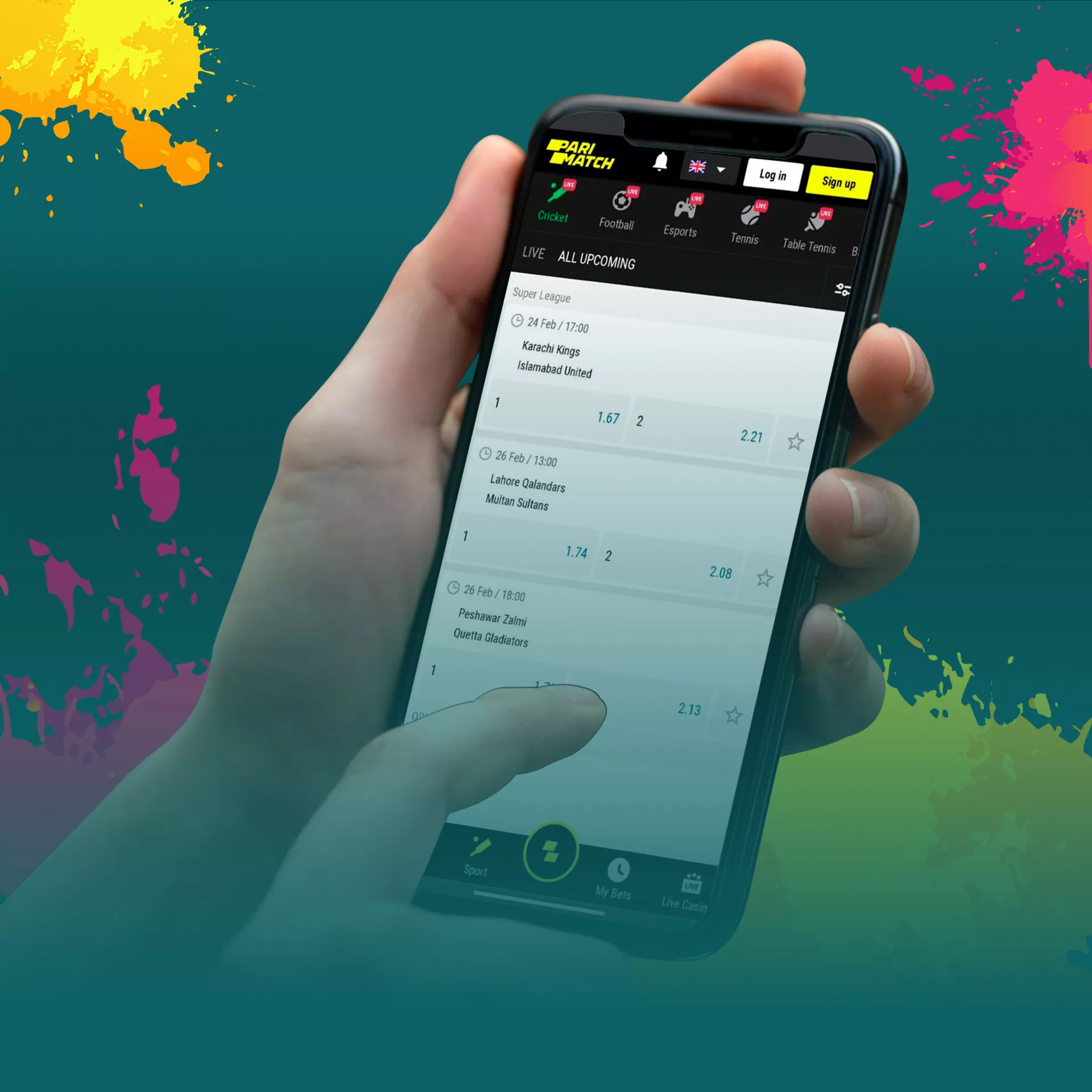 Choose you favorite sport and place bets through Parimatch app.