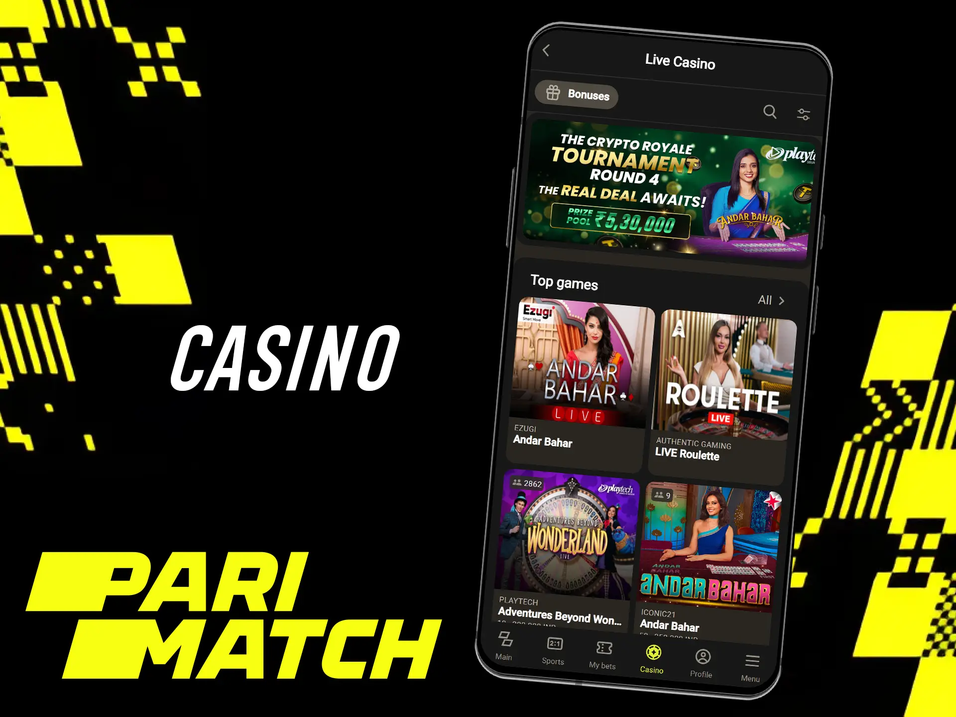 In the casino section of the Parimatch mobile app you will find a variety of games.