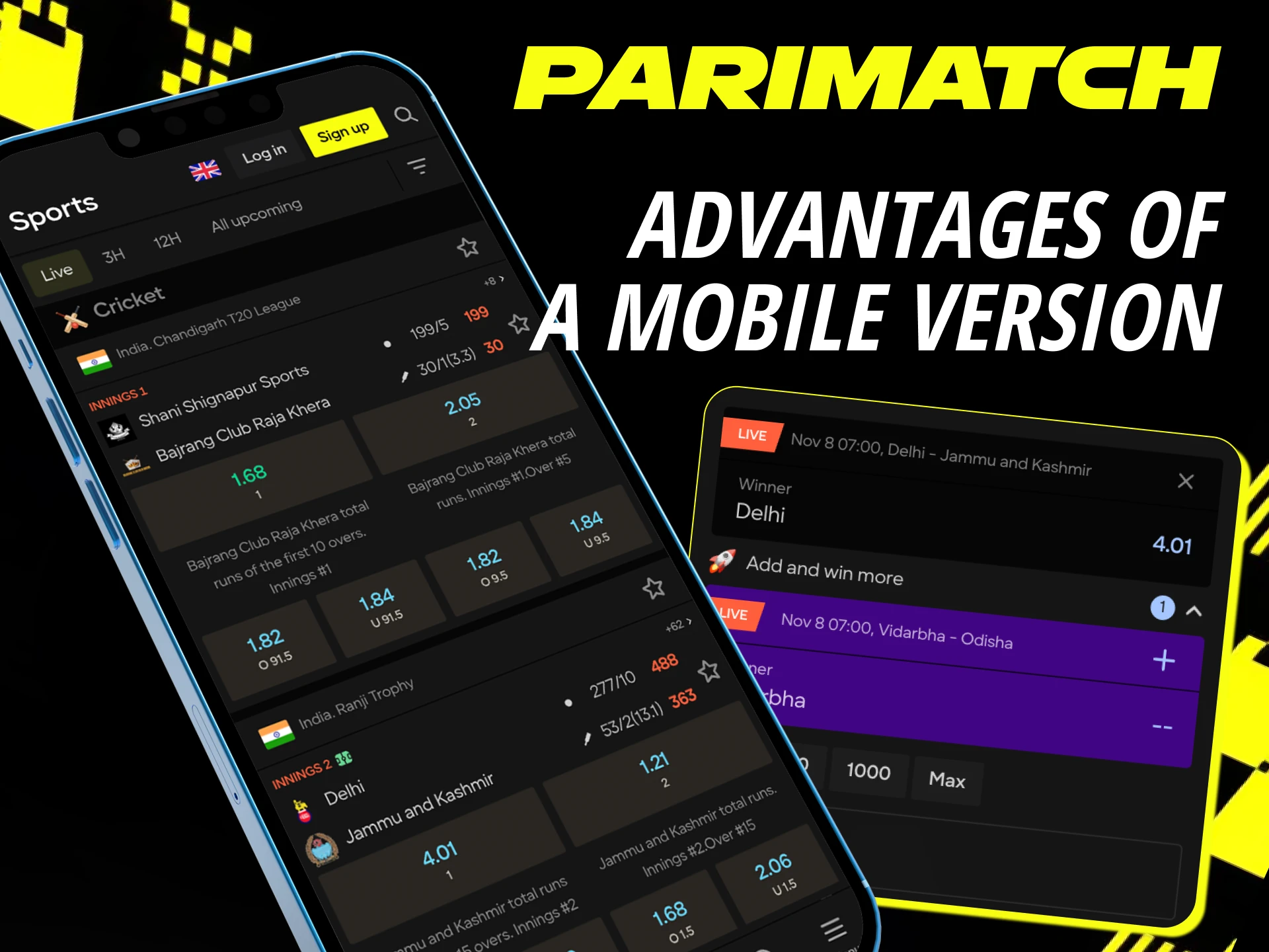 Parimatch mobile web version allows users to betting without download anything, provided user-friendly interface and almost doesn't have differ with android or iOS app version.