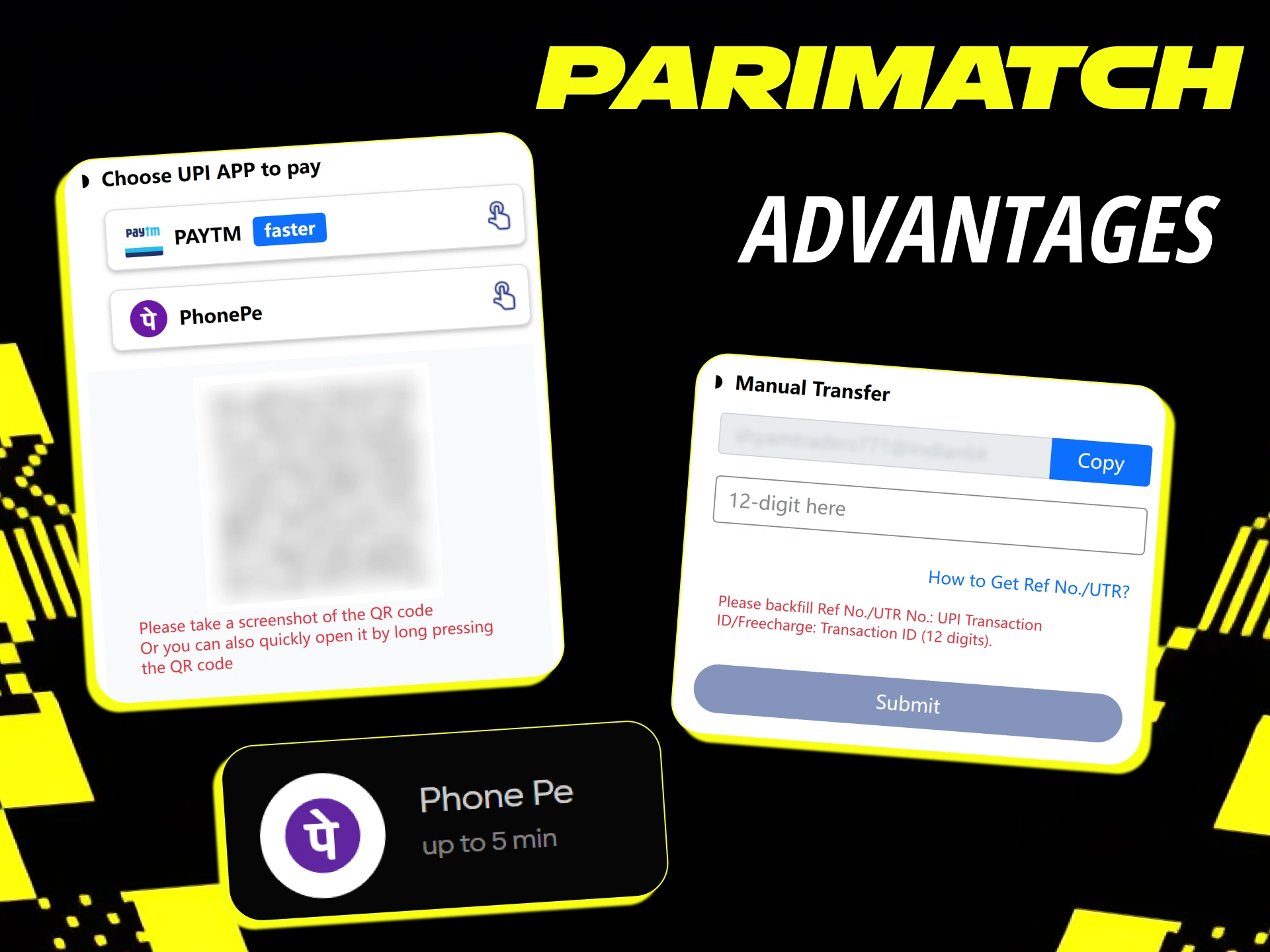 Use fast payments at Parimatch to save up your time nd play more.