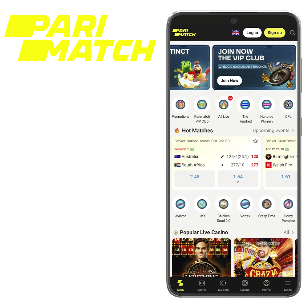 Download Parimatch app for Android and iOS devices and get +150% welcome bonus.
