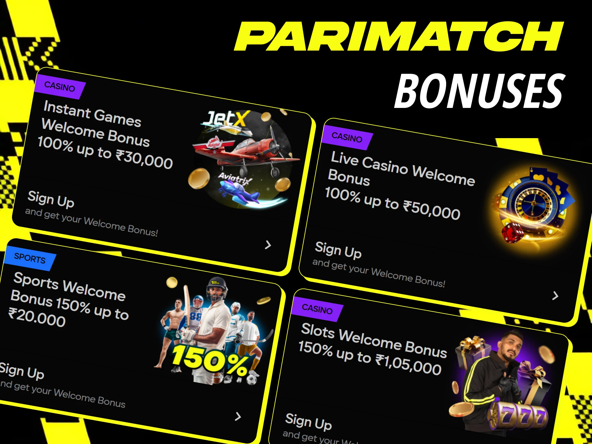 Claim bonuses right after signing up to boost your starting bankroll with Parimatch.