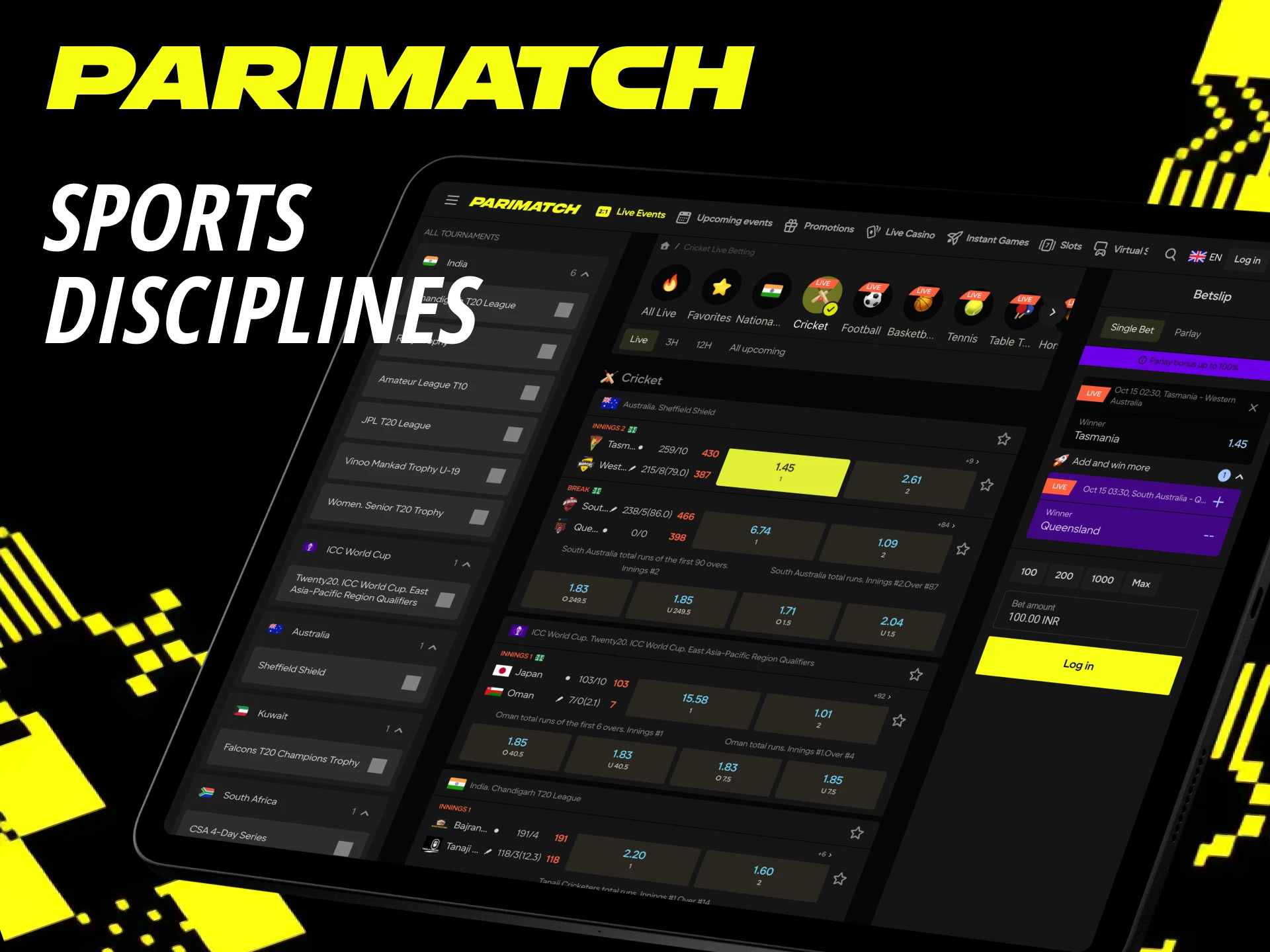 You'll find betting on many sports disciplines on Parimatach.
