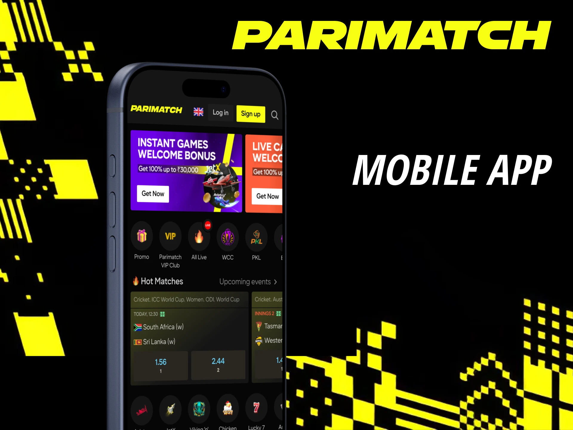 You can use the Parimatch platform from mobile devices by downloading the iOS or Android app.