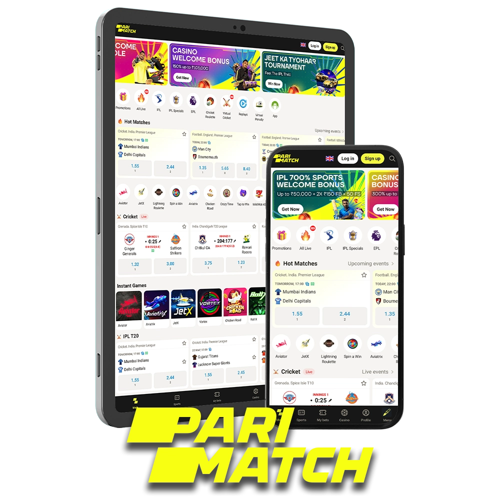 Parimatch India is top bookmaker offering betting.