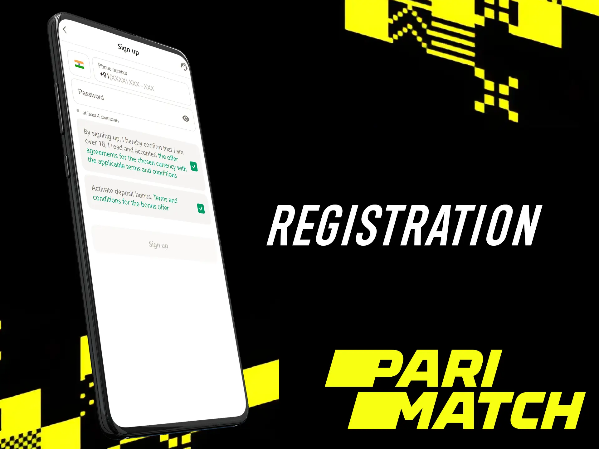 Create a Parimatch account to start betting on sports or playing casino games.