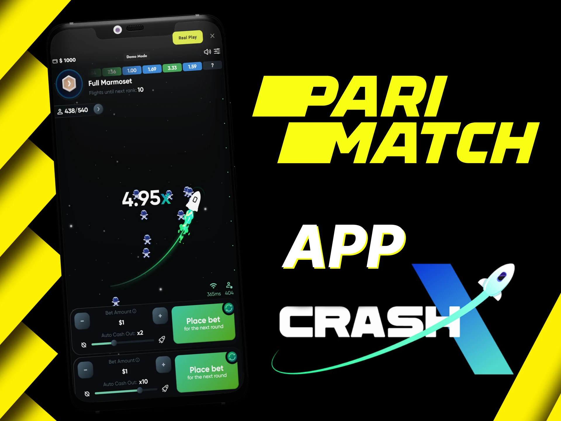 Play the CrashX game on Parimatch using the app.